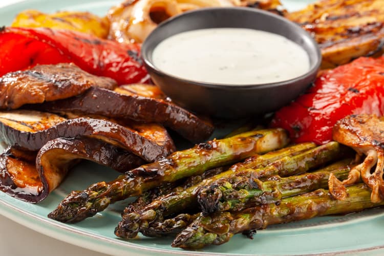 Jamaican Jerk Grilled Vegetables with Ranch Dipping Sauce thumbnail
